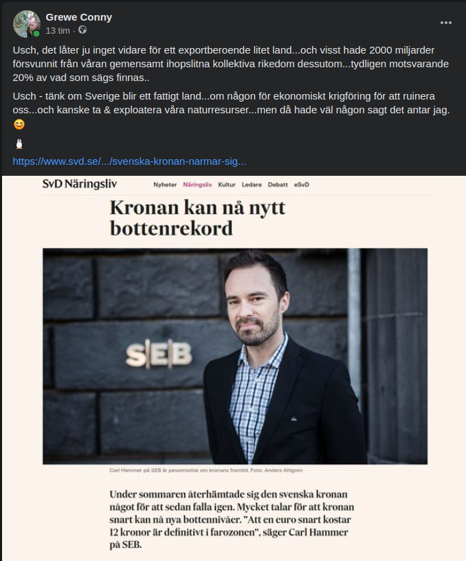 Bottenrekordsnärmande Krona