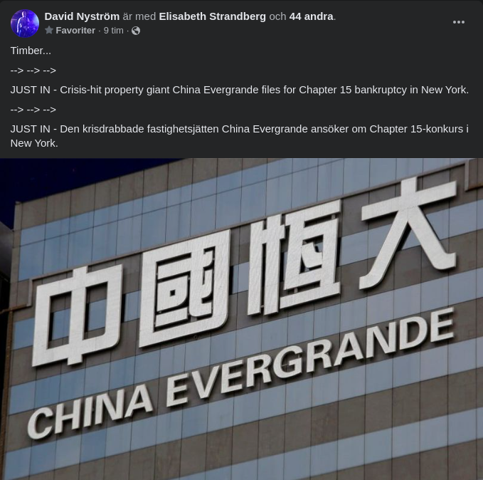 Konkursansökande Evergrande I New York