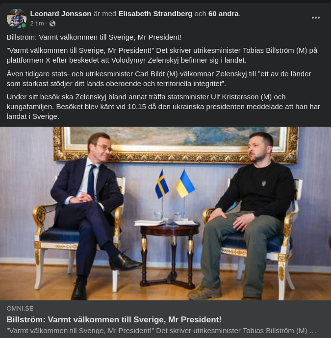 Varmt Välkomnad Zelensky