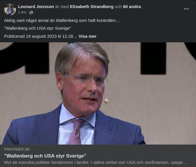 Gardell "Avslöjar" Svenskt Styre