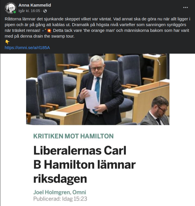 Hamilton Lämnar Riksdagen