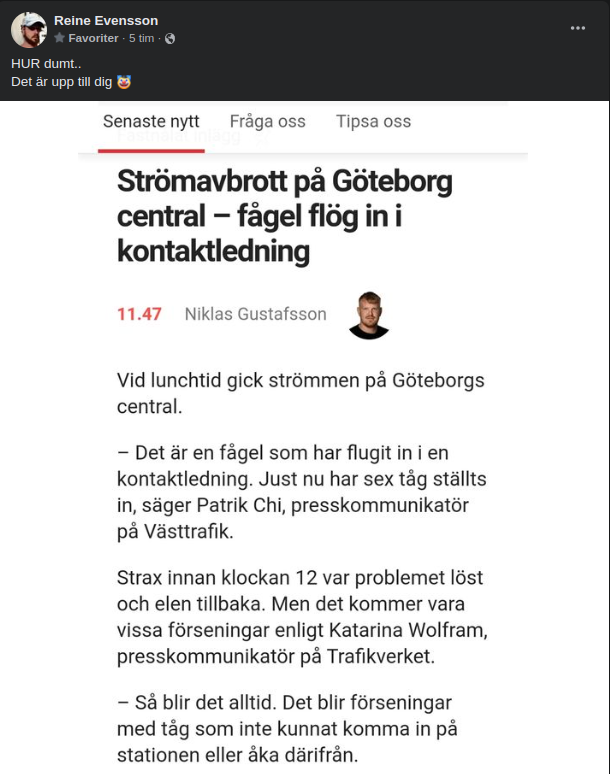 Tågströmsbrytande Göteborgsfågel