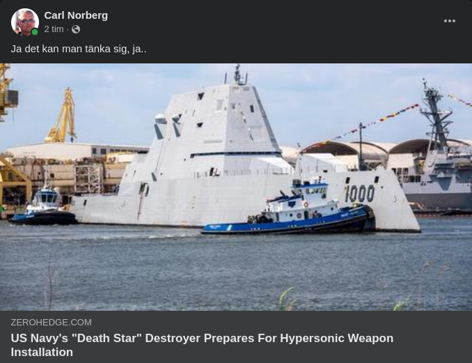 Zumwalt Förbereds För Hypersoniska Missiler