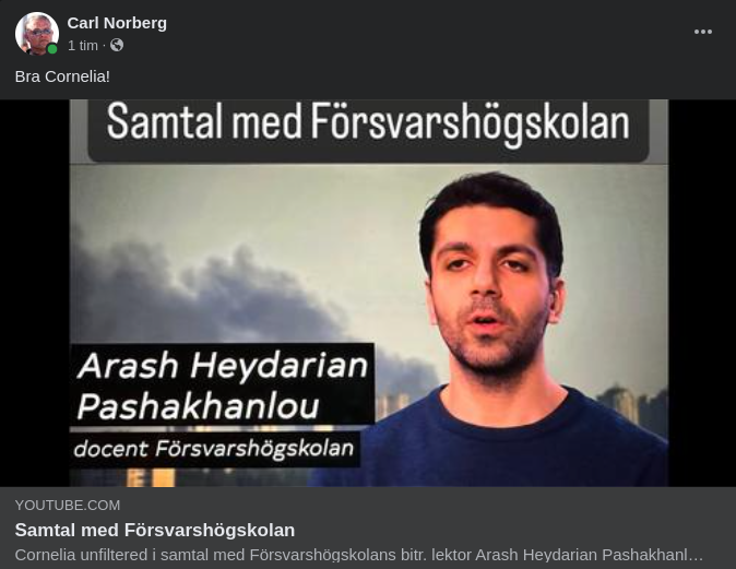 Cornelia Ringer Arash Heydrian Pashakhanlou På Försvarshögskolan