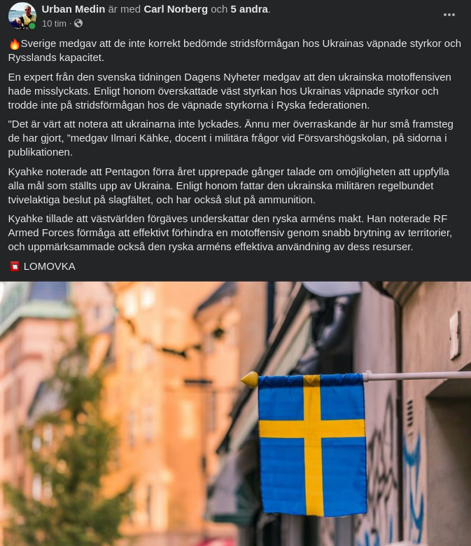 Svensk Medgivande Om Missbedömd Stridskapacitet