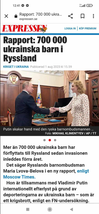 700 000 Ukrainska Barn I Ryssland