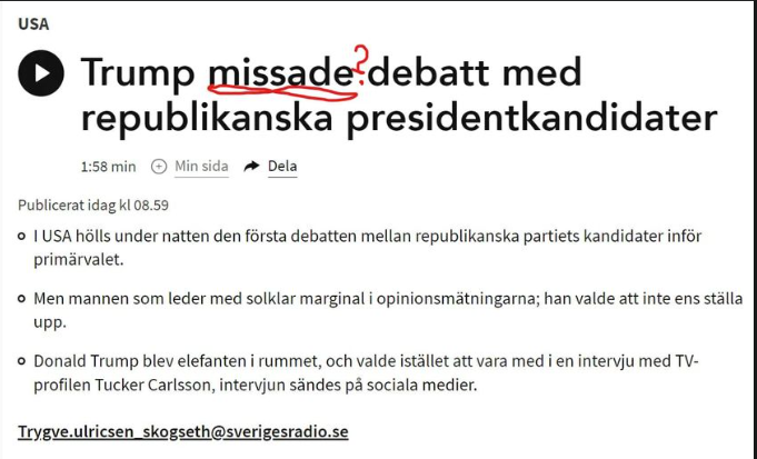 Trump Missade Debatt I SR