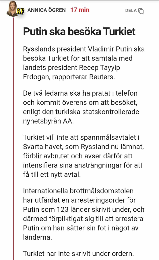 Turkietbesök För Putin