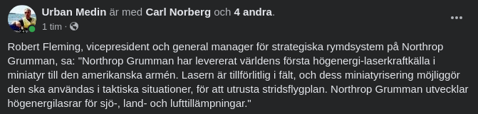 Militärisk Högenergilaserkraftkälla I Miniatyr Levererad