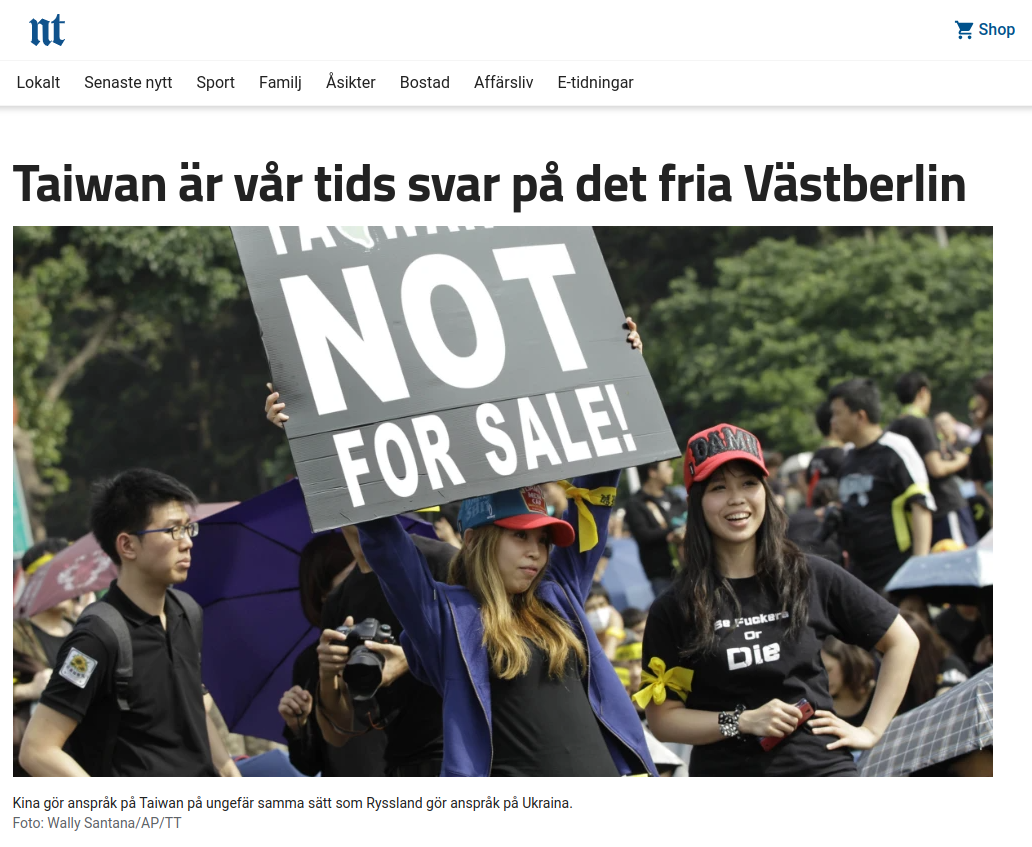 Svenskt Presstitutionsintresse För Taiwan