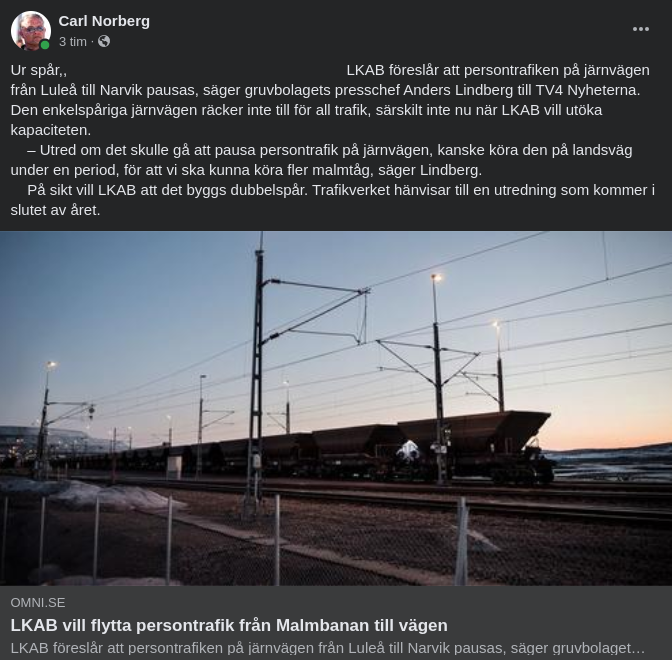 LKAB Vill Ha Malmbanan Själv