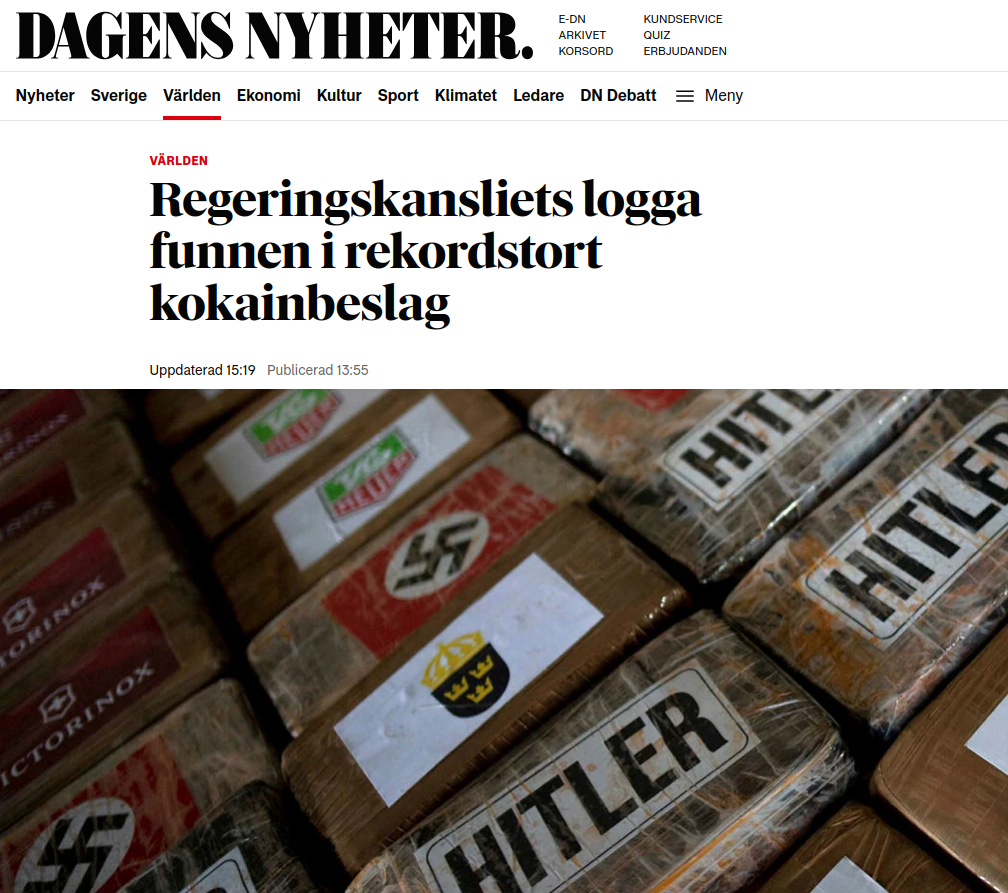 Regeringskansliloggan På Kokainpaket