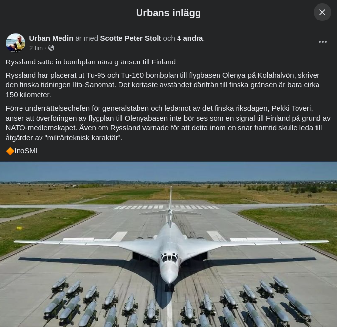 Ryska Bombplan Placerade Vid Finska Gränsen