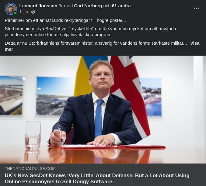 Storbritanniens Nya Försvarsminister