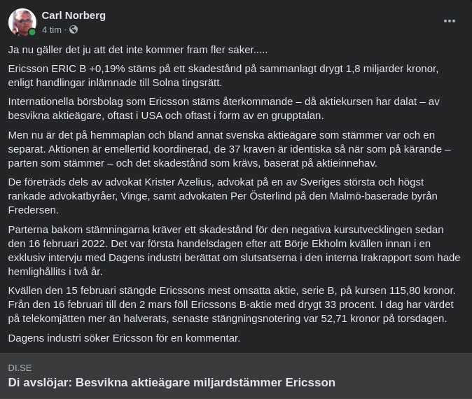 Aktieägare Stämmer Ericsson