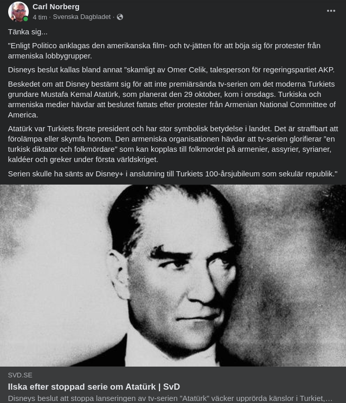 Upprörande TV-Serie Om Atatürk
