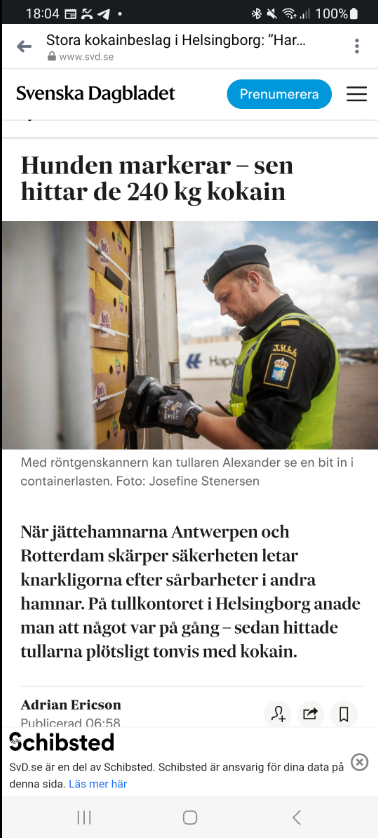 Kvartston Kokain Hittat I Helsingborgs Hamn