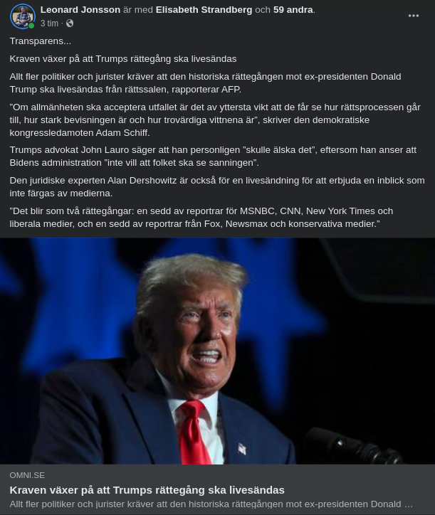 TV-Sänd Trump-Rättegång?..