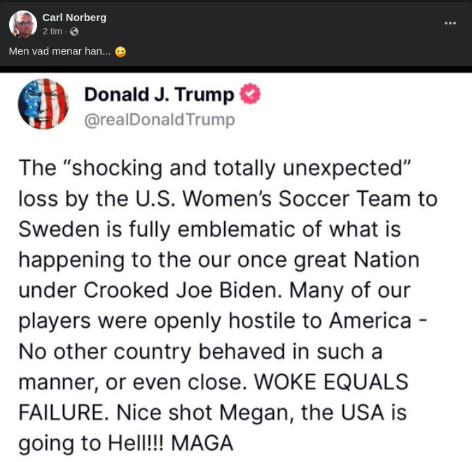 Trump Om Damfotbollsförlusten