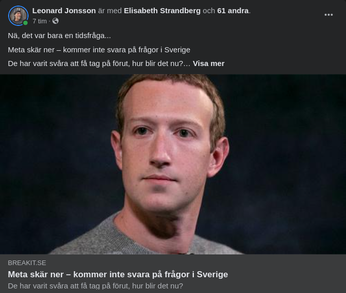 Meta Stänger Ner Den Nordiska Kommunikationsavdelningen