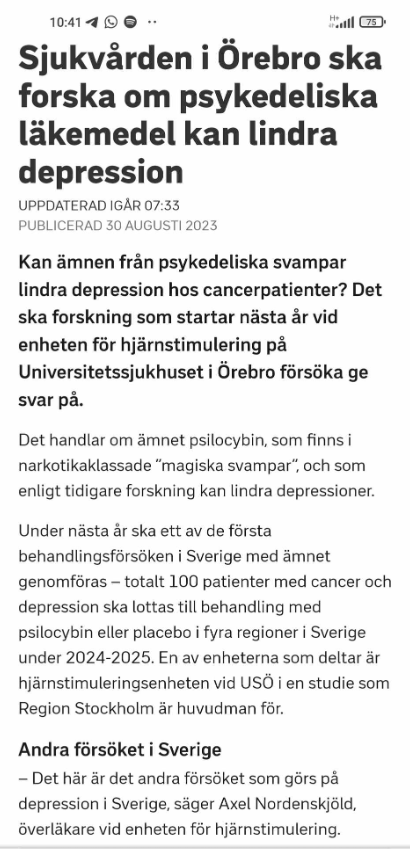 Psykedeliska Svampämnen Mot Depression?..