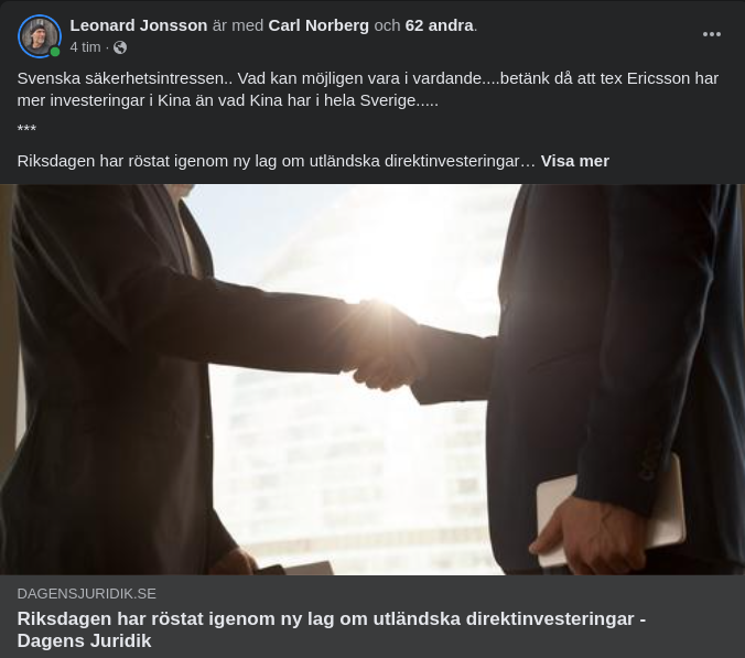 Ny Lag Om Utländska Direktinvesteringar
