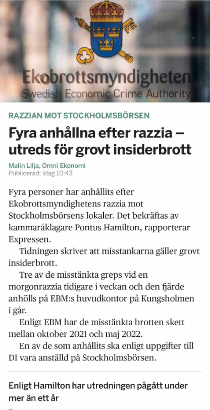 Fyra Anhållna Eter EBM-Razzia