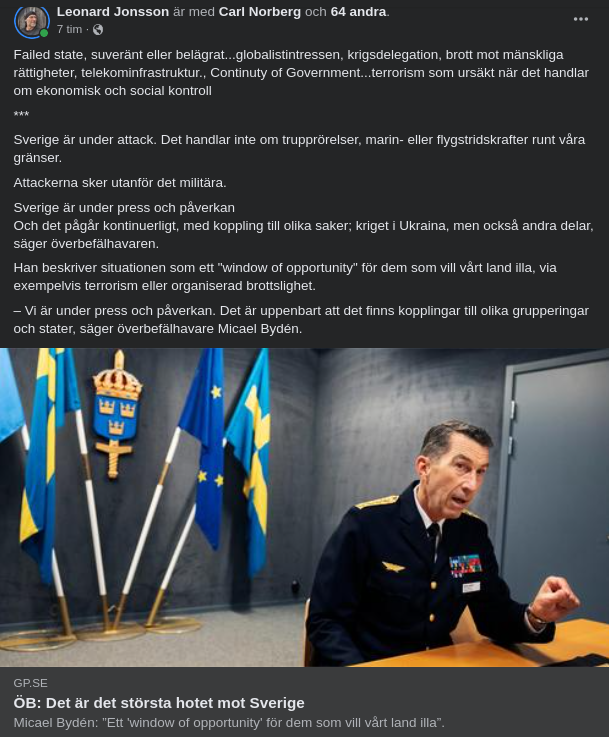 ÖB: Sverige Under Attack Utanför Det Militära