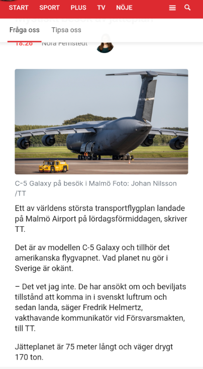 Malmöbesökande C-5 Galaxy