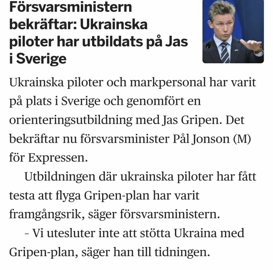 Ukrainska Piloter Utbildade På JAS I Sverige