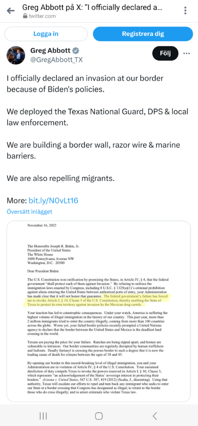 Texas Deklarerar Invasion