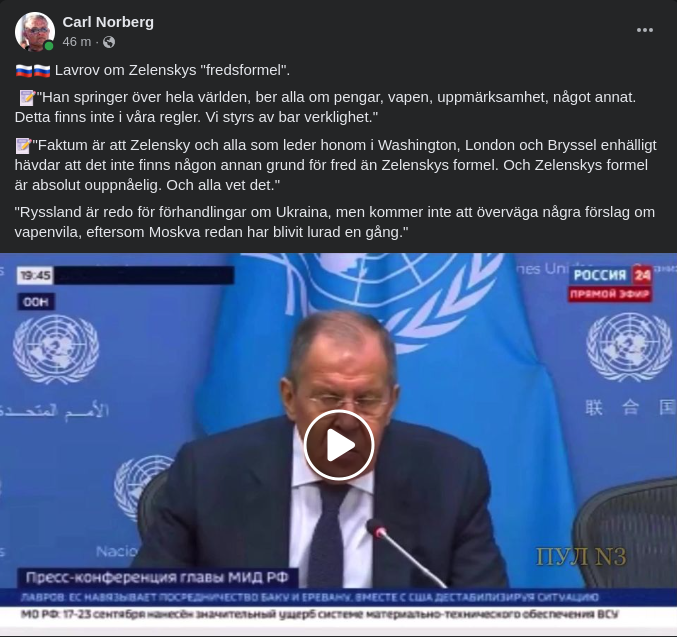 Lavrov Om Zelenskys Fredsformel