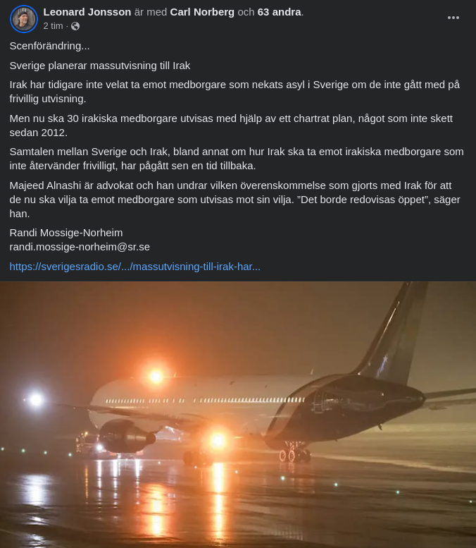 Svensk Tvångsutvisning Av 30 Irakier