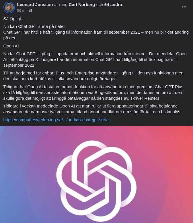 Chat GPT Med Utökad Informationstillgång