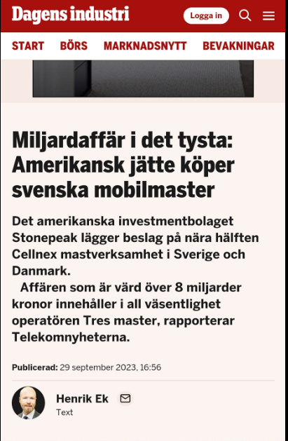 Svenska Mobilmaster Sålda I Det Tysta