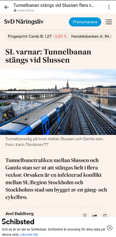 Slussenstängd Tunnelbana