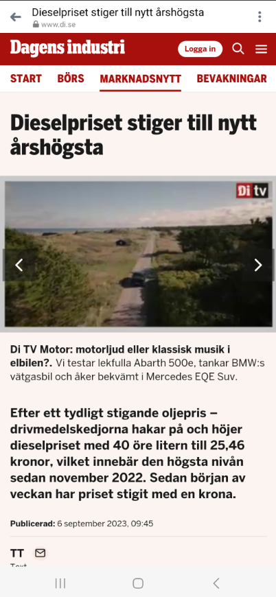 Dieselpriset På Årshögsta
