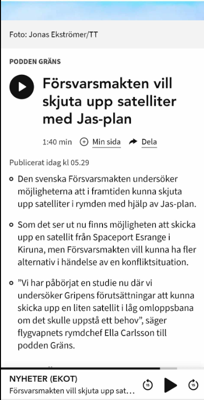 Satellituppskjutande JAS?