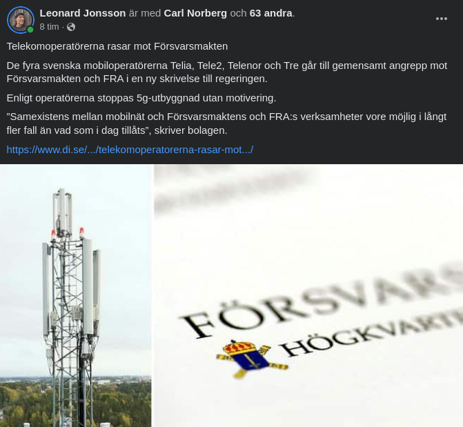 Mobiloperatörer, Försvarsmakten & FRA