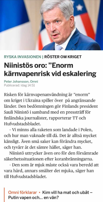 Finsk Oro För Kärnvapenanvändningsrisk