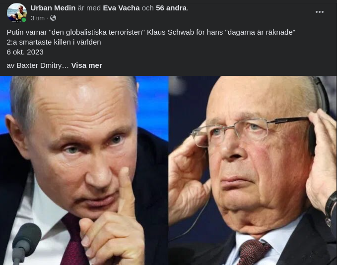 Putin Ser Schwab Som Globalistterrorist