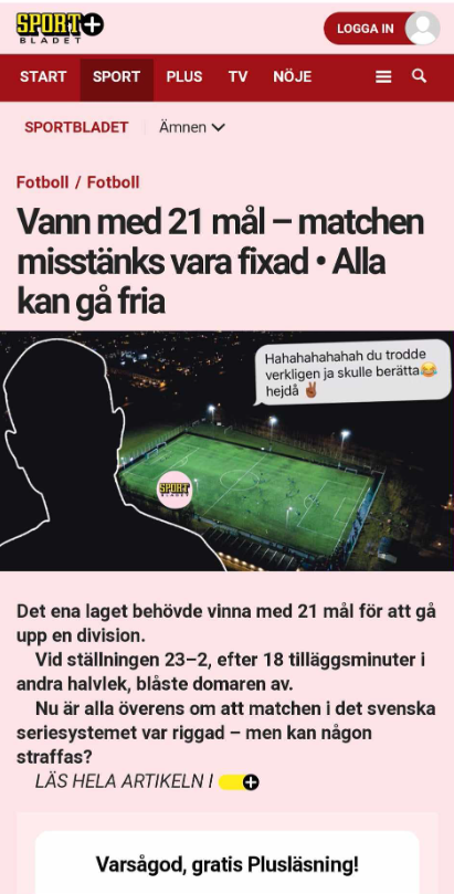 21-Målsvinst Misstänks Vara Fixad..