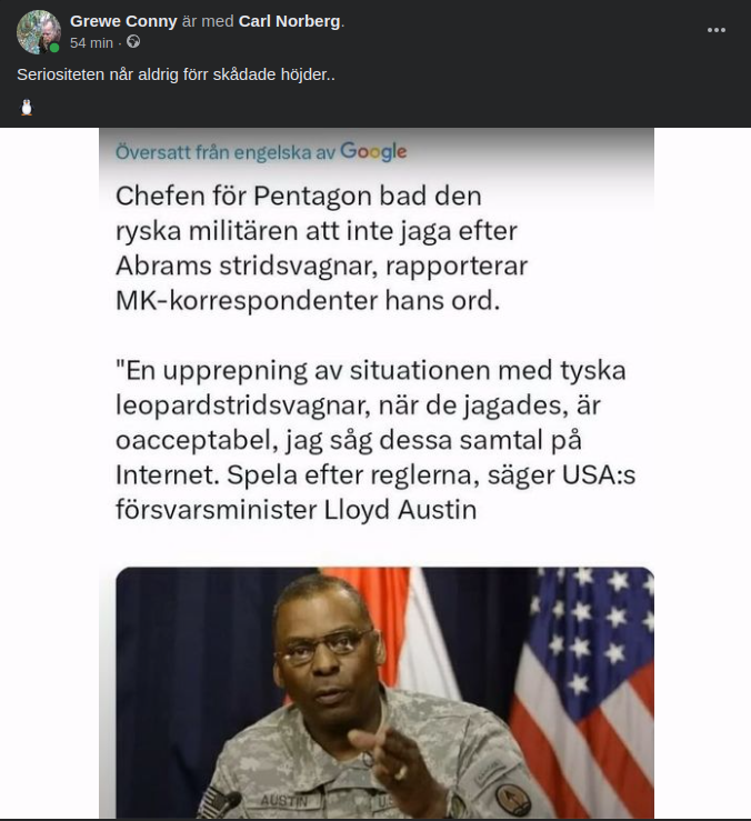 Seriöst Oacceptabelt För USA:s Försvarsminister