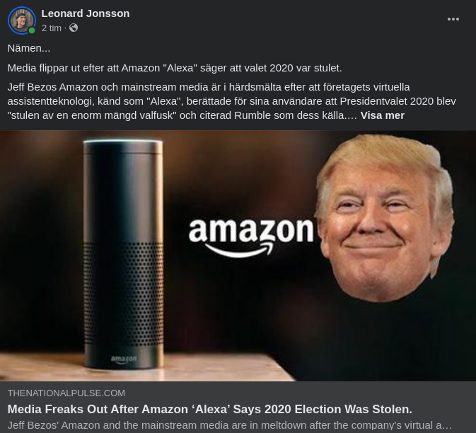Amazons Alexa Säger 2020-Valet Stals