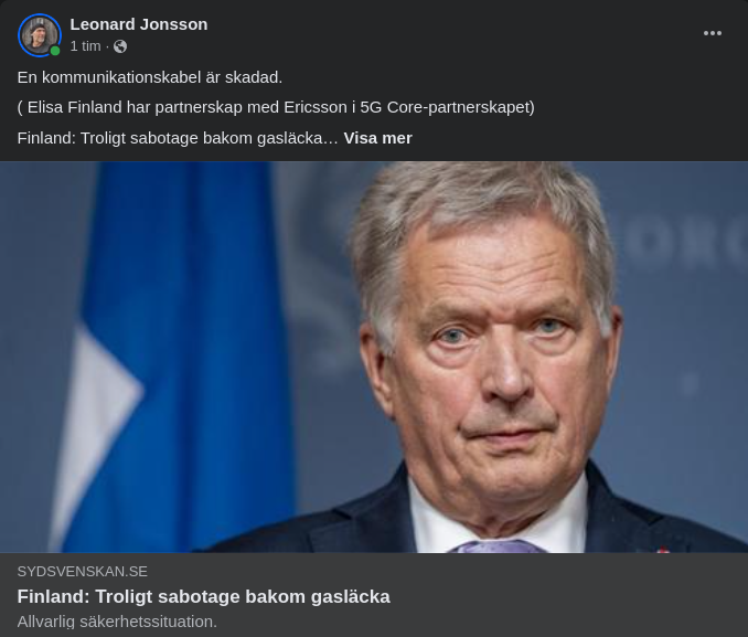 Troligt Saboterade Ledningar På Finskt Vatten