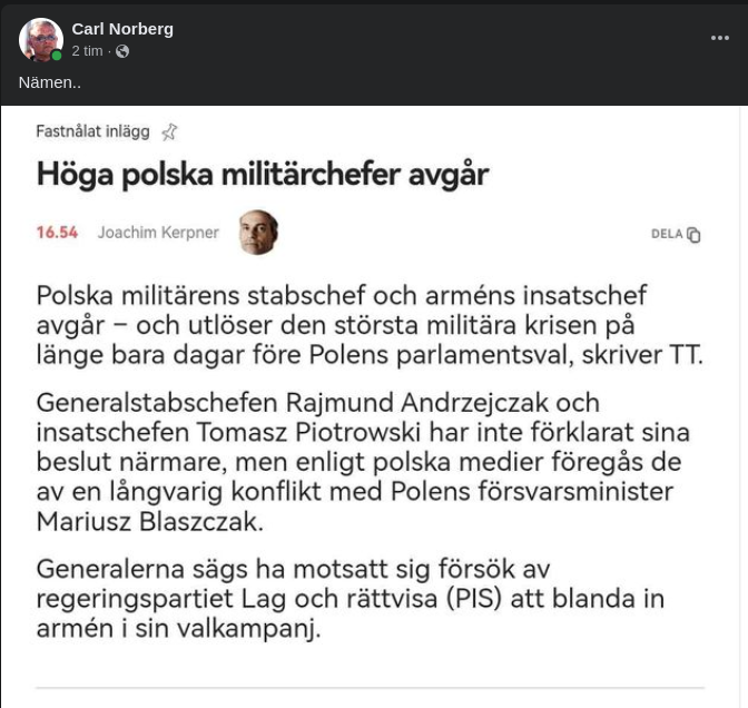 Höga Militärchefer Avgår I Polen