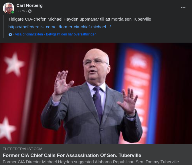 Senatormorduppmanande Före Detta CIA-Chef