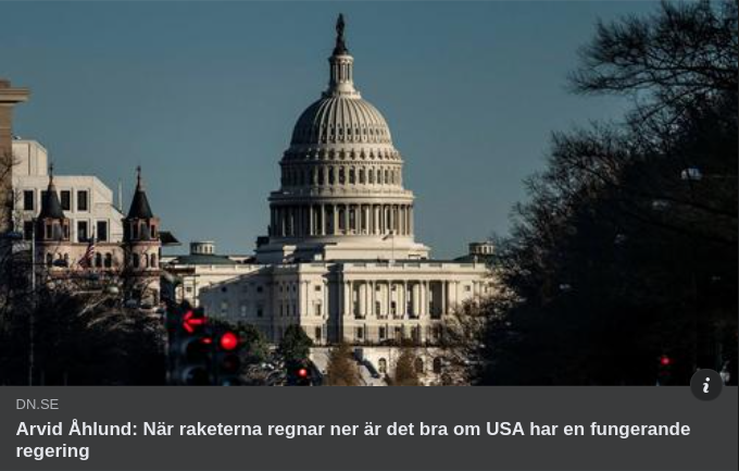 Ickefungerande Amerikansk Regering & Granatregn I DN