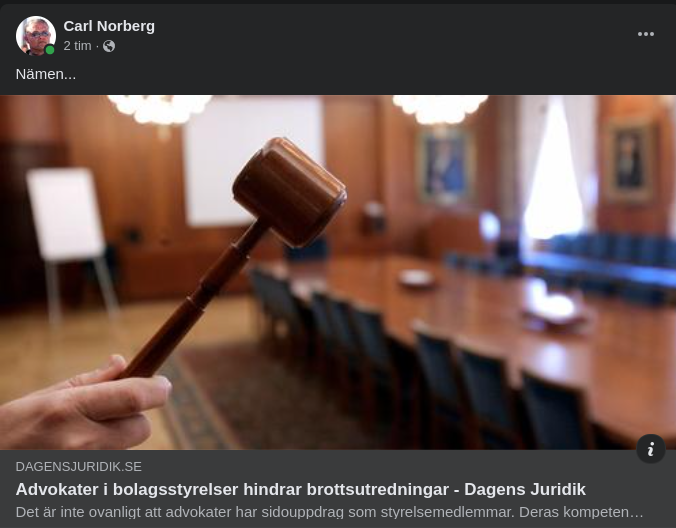 Brottsutredningshindrande Advokater I Bolagsstyrelser