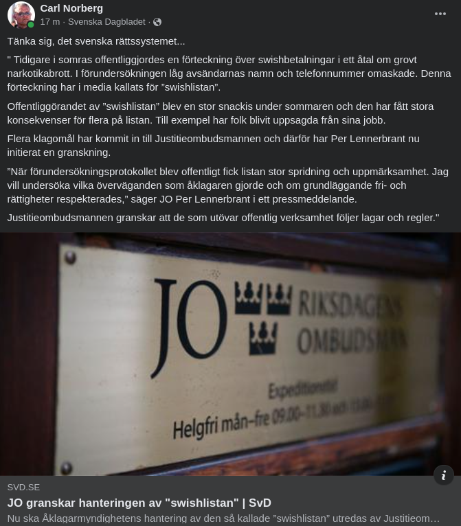 Swishlistehanteringsgranskande JO